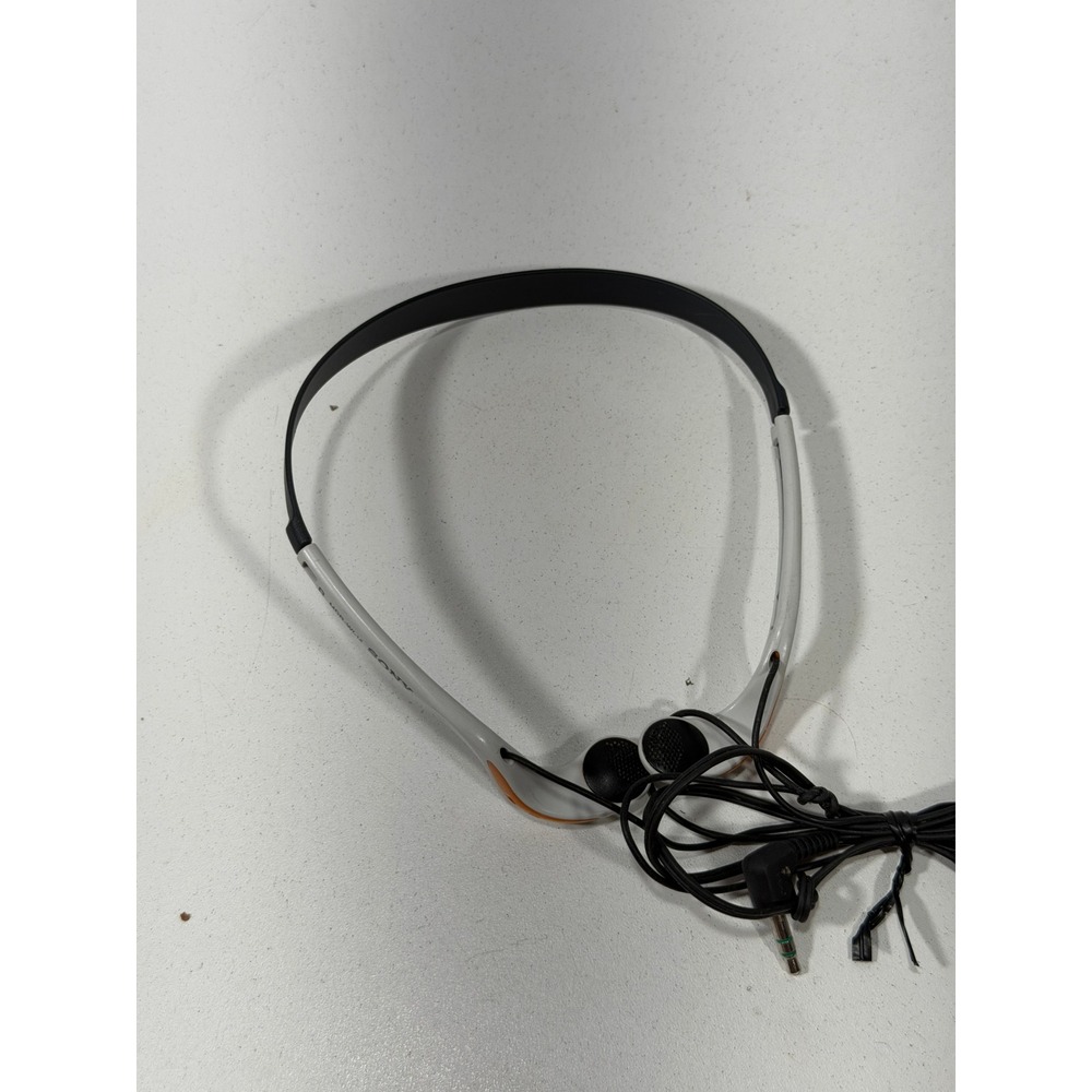 Sony MDR-W014 Vertical In-Ear Headphones White Orange Vintage Walkman Style